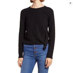 Madewell Elwood Knot Front Top Cotton Viscose Black Holiday 2017 S